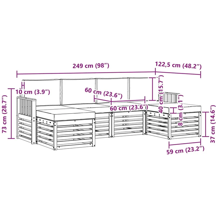 vidaXL Outdoor-Sofagarnitur 5 stk. 6-Sitzer Weiß und Beige Polyester 3392268 – Bild 6