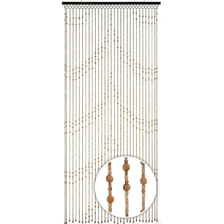 Kobolo Türvorhang Holzperlenvorhang Samara 90x200 (1 St), Ösen, transparent