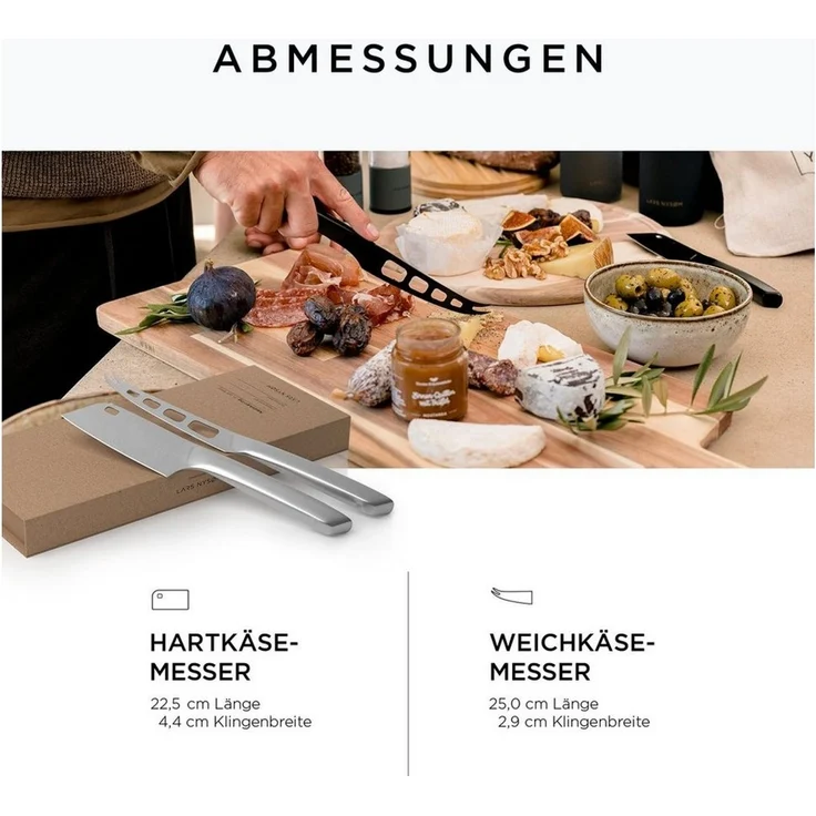 LARS NYSØM Käsemesser Nedskæring, Edelstahl Käsemesserset mit ergonomischem Griff – Bild 3
