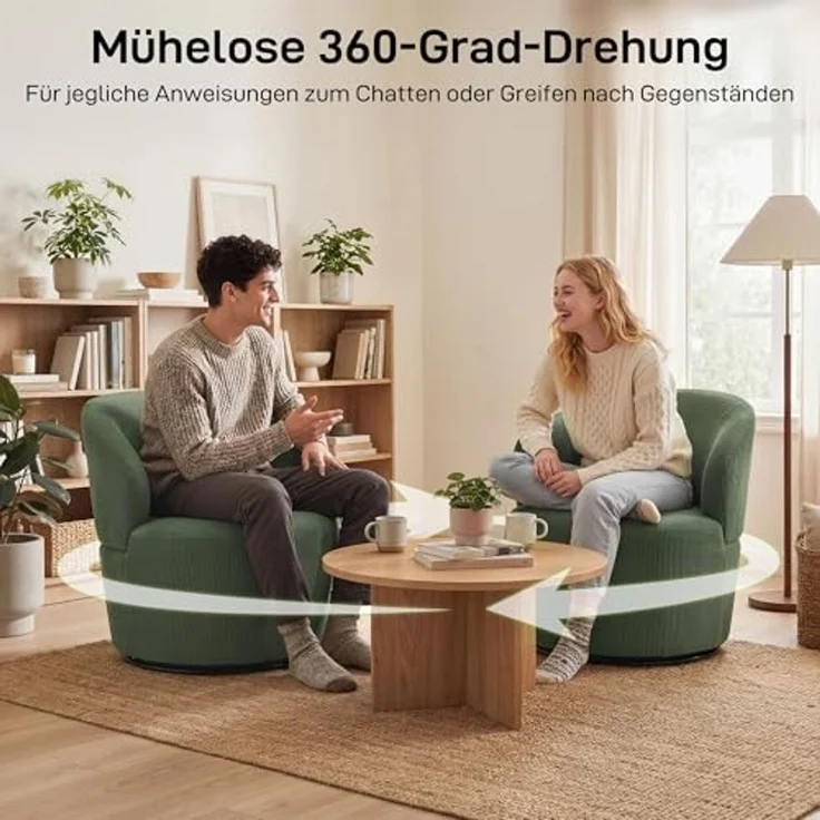 HOMCOM Sessel Breiter Sitz Relaxsessel (Moderner Polstersessel, 1-St, Relaxsessel), 360° drehbar, Cordstoff, ergonomisch – Bild 4