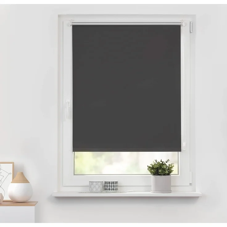 Lichtblick Thermorollo ohne Bohren, Klemmfix, Verdunklungsrollo, Hitzeschutz, Sichtschutz, Wandmontage, Deckenmontage, Rollo für Fenster und Türen Anthrazit,90x150 cm (B x L) – Bild 2