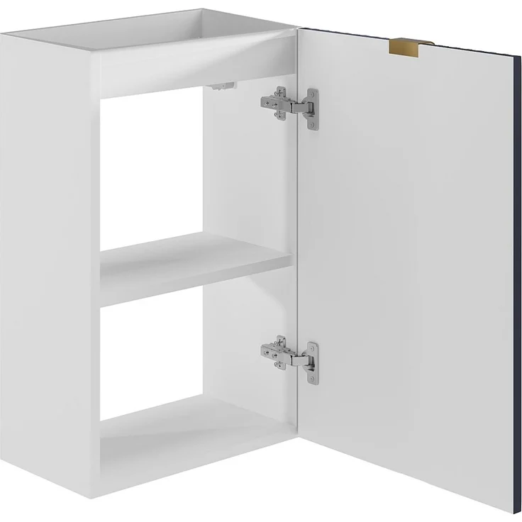 Vente-unique - Handwaschbeckenschrank geriffelt - Weißer Korpus & wendbare blaue Tür - 60 x 40 x 22 - VAHIRA – Bild 5