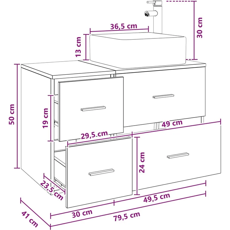 vidaXL Badezimmerschrank-Set 2 stk. Altholz 79,5 x 41 x 80 cm 3403966 – Bild 9
