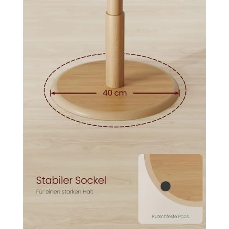 VASAGLE Garderobenständer, Kleiderständer Massivholz, Jackenständer Baumform, 8 Haken für Jacken, Hüte, für Flur, Haken und Haltestange aus Kautschukholz, naturfarben RCR009YK01 – Bild 7
