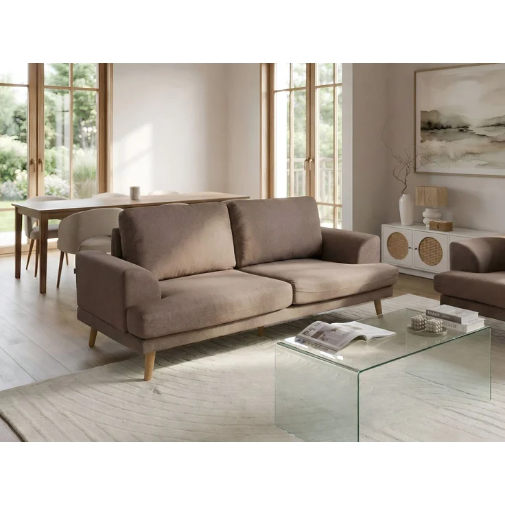 Sofa 3-Sitzer KILDAL Stoff Braun – Bild 2