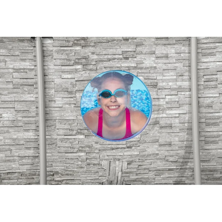 Bestway Power Steel Swim Vista Series Frame Pool Komplett-Set mit Filterpumpe 427 x 250 x 100 cm, Steinwand-Optik (Cremegrau), oval – Bild 9