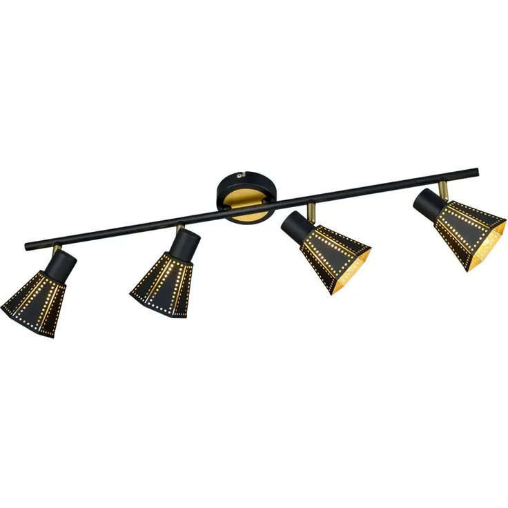 Deckenleuchte, schwarz gold, Spots verstellbar, L 69,5 cm