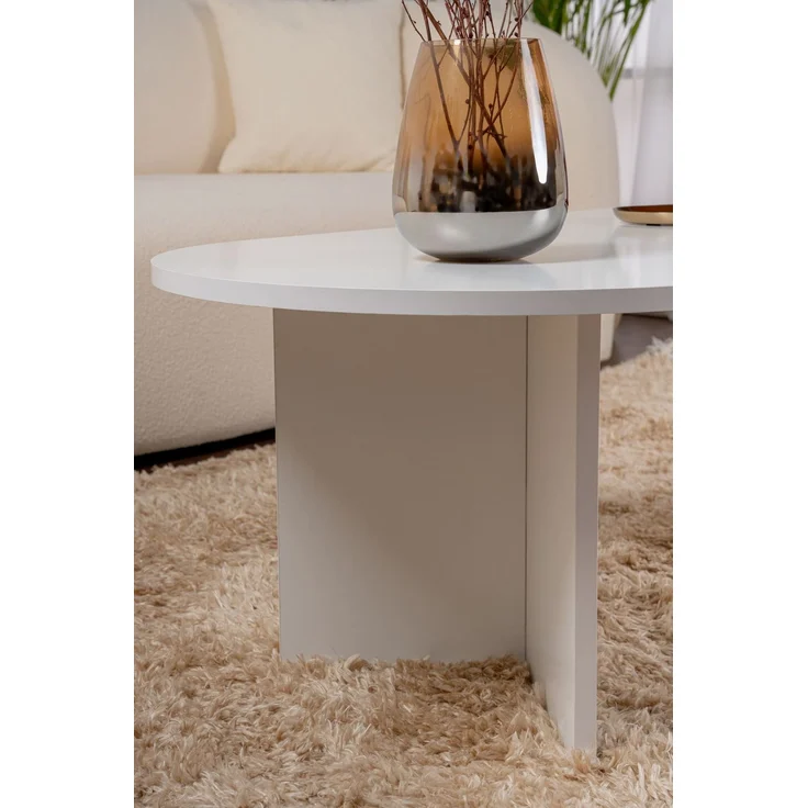 Hanah Home Stylish White Coffee Table, 119 x 60 x 39.8 cm | 100% Melamine Coated Particle Board, 18 mm Thick | Modern Design for Living Room & Lounge – Bild 4