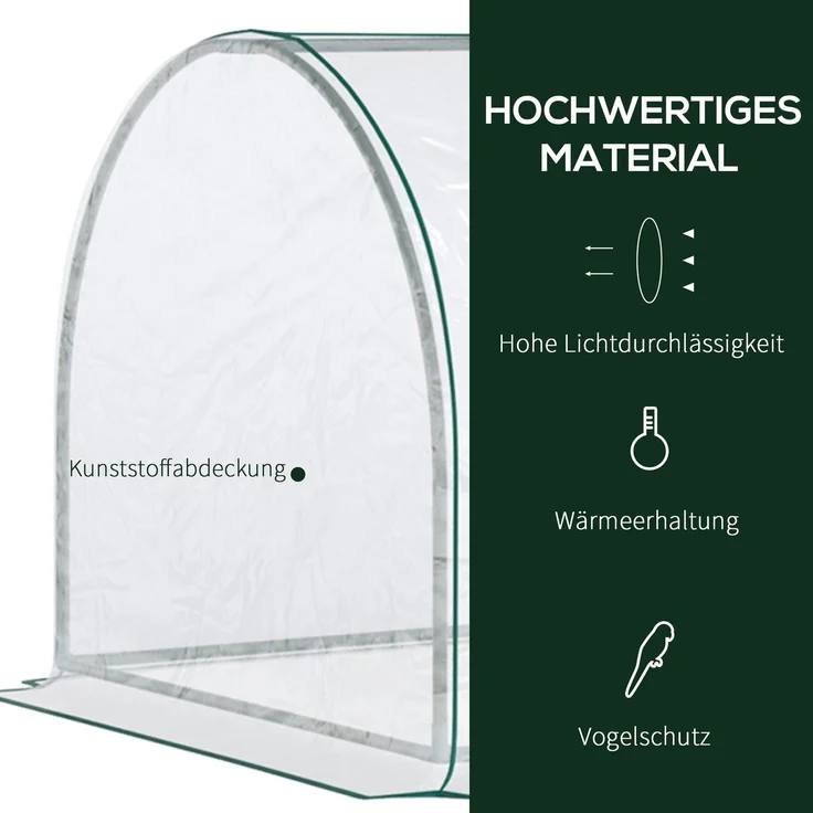 MELAYR, Gewächshaus, Treibhaus mit Tür, Frühbeet, Pflanzenhaus, Pflanzenaufzucht, Stahl, 250 x 100 x 80 cm, Transparent – Bild 6