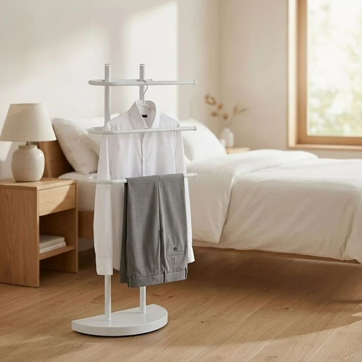 Relaxdays Weißer Handtuchständer mit 3 Stangen – Bild 6
