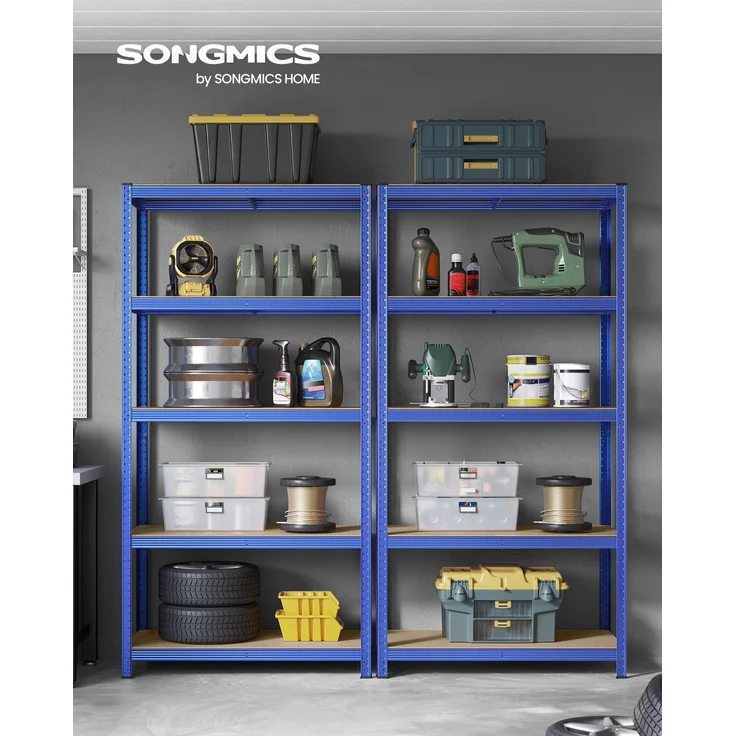 Songmics Schwerlastregal mit 5 Ablagen, Stahl / MDF, Blau, 200 x 50 x 100 cm – Bild 3