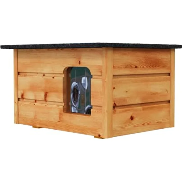 QLS Tierhaus Outdoor, Katzenhaus Katzenhütte Katzenhöhle für draußen winterfest isoliert – Bild 6