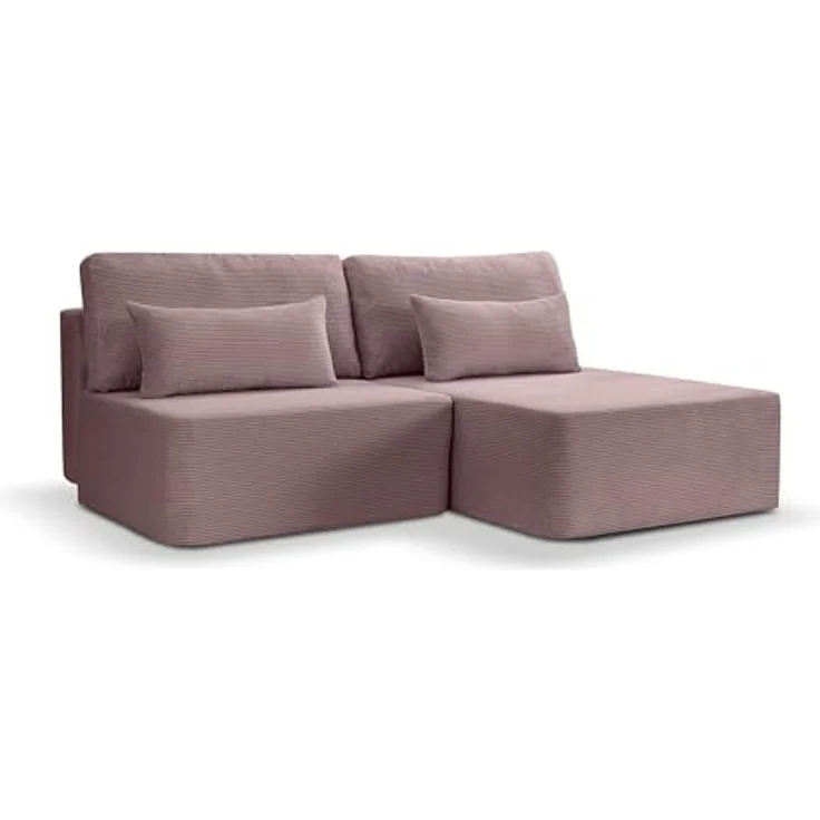 Ecksofa (B/H/T: 213x95x158 cm) in Altrosa – Bild 1