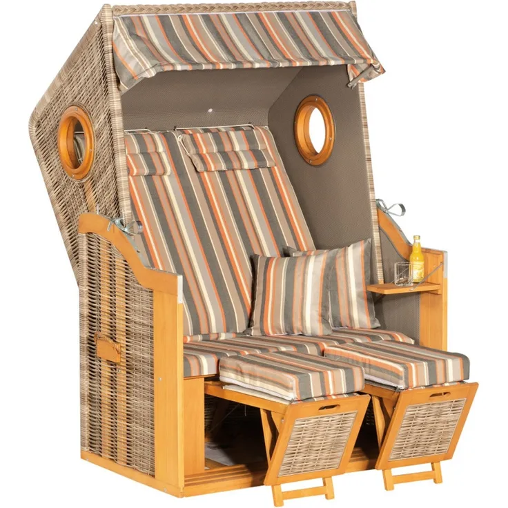 Sunny Smart Strandkorb 30 Z Bullauge Pinie natura-antik Stoff 1235