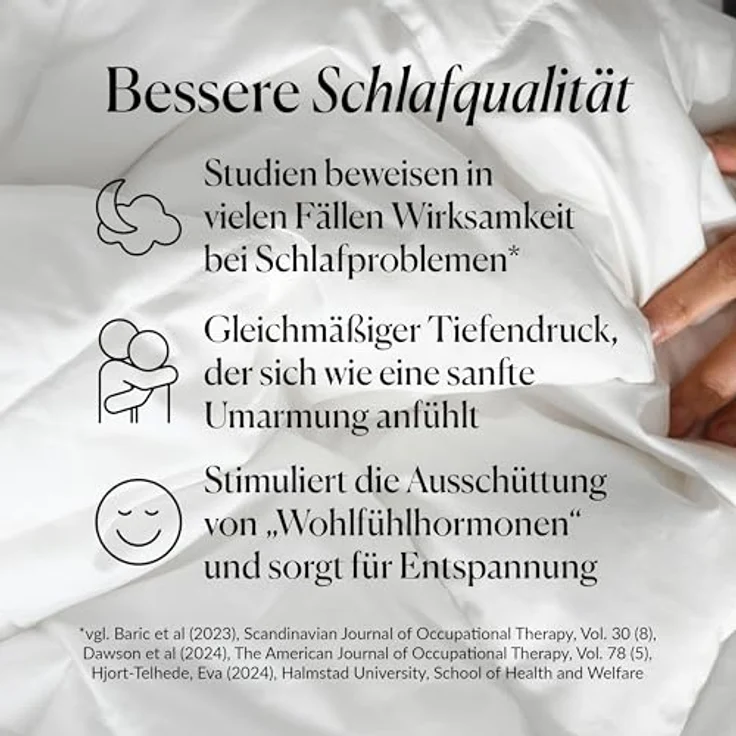 CURA Pearl Classic Gewichtsdecke 150x210 7kg - Anti Stress Therapiedecke - Schwere Decke für tiefen Schlaf und bessere Erholung - Schwere Bettdecke aus 100% Baumwolle - Heavy Weighted Blanket – Bild 3