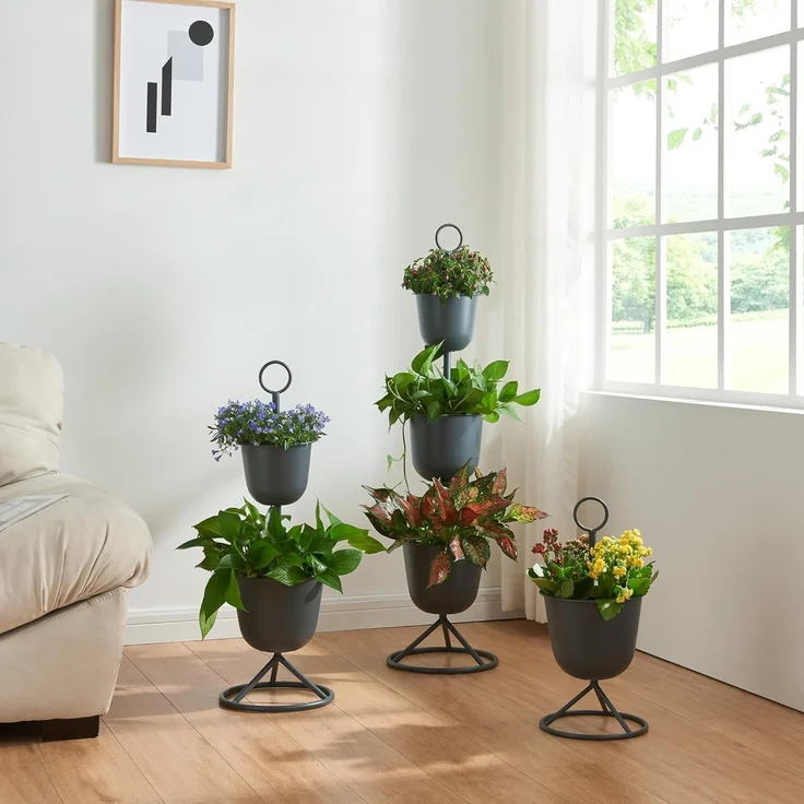 Blumenständer Alphen 2 Töpfe 76,5x26cm Schwarz [en. casa] – Bild 8