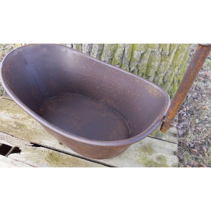 Deko-Impression Pflanzkübel Wanne mit Deko-Wasserhahn Eisenbottich Blumentopf Pflanzschale 36 cm (1 St) – Bild 2