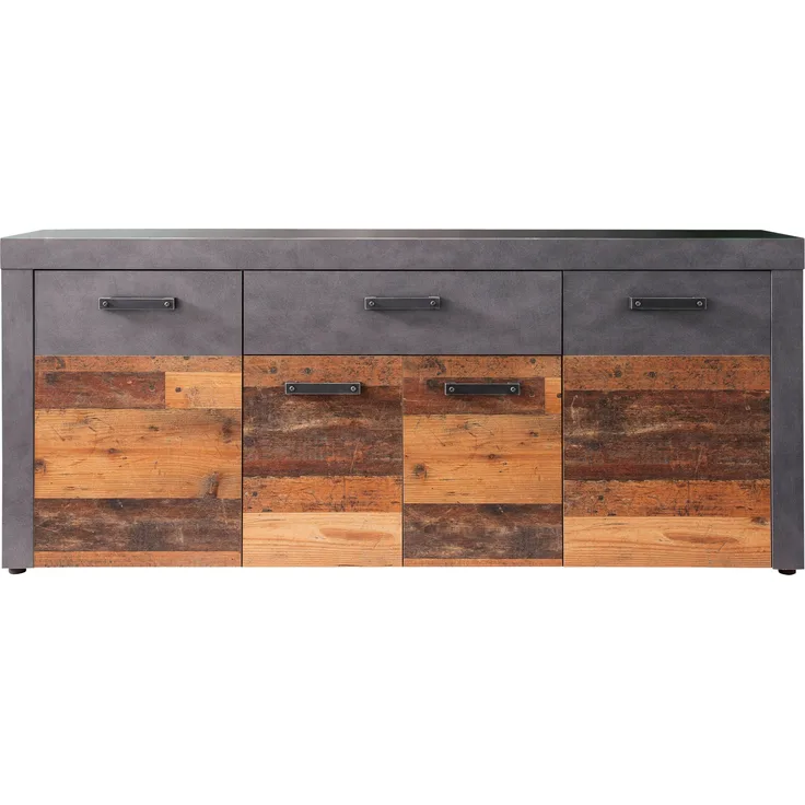 Sideboard Indy in Used Wood Shabby und Matera grau 178 cm