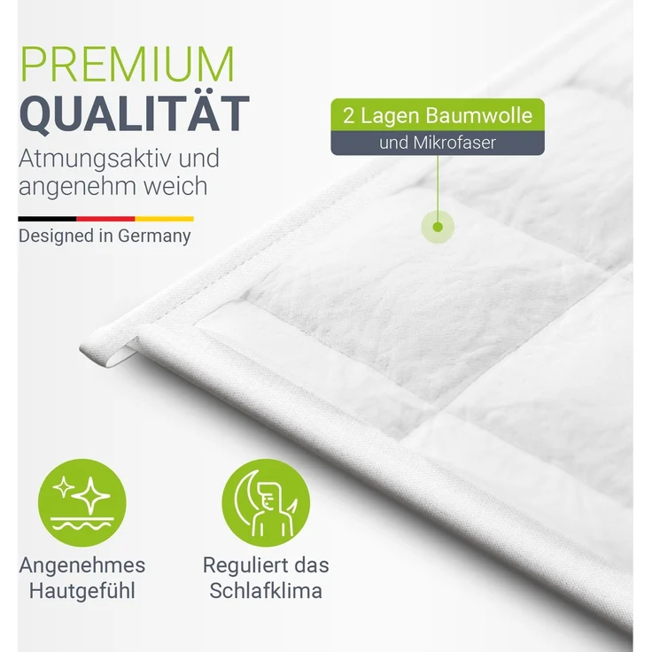 Juskys Gewichtsdecke 135x200 – weiß, beschwerte Schlafdecke mit Glasperlen, Baumwolle & Mikrofaser, entspannend & schlaffördernd bei Unruhe – 5 kg – Bild 6