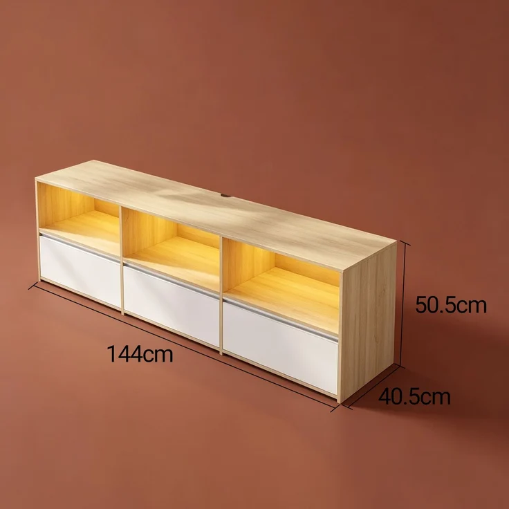 Halupeit 144 cm breiter TV-Schrank mit Doppeltür, geeignet für einen 65-Zoll-Fernseher, mit verstellbaren Einlegeböden, weiß, 144 × 40,5 × 50,5 cm – Bild 4