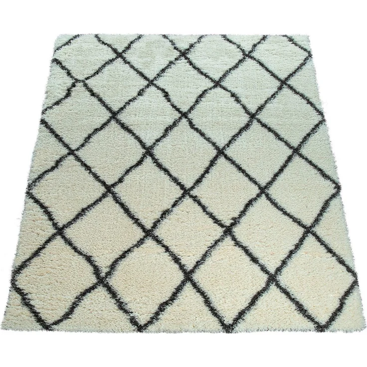 Paco Home Hochflor-Teppich Maghreb 075, rechteckig, Höhe: 54 mm, Rauten Muster, Scandi Design, weich und flauschig – Bild 5