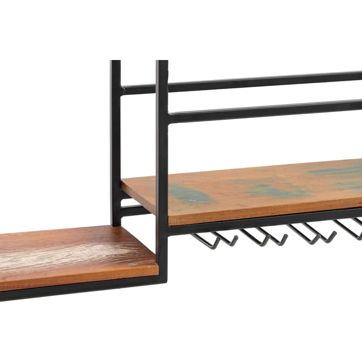 Wandregal Holz Metall 100x41x20 cm massivum Aro Industrial-Design Barregal Wandboard mit Glashalter Küchenregal Hausbar Barmöbel – Bild 3