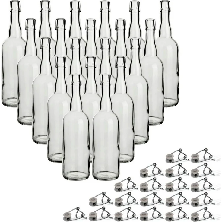 gouveo Trinkflasche Glasflaschen 750 ml Rondo mit Bügelverschluss - Bügel-Flasche, Drahtbügelverschluss, aromadicht verschließbar, spülmaschinengeeignet – Bild 1