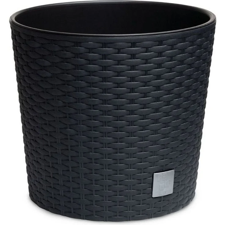 astor24 Blumentopf Blumentopf Rattan Blumenkübel Übertopf Pflanzentopf Pflanzkübel Blumen (Blumentopf Garten Balkon Blumen Topf Kräutertopf), hochwertig verarbeitet - mit Wasserüberlauf - fertig montiert – Bild 1