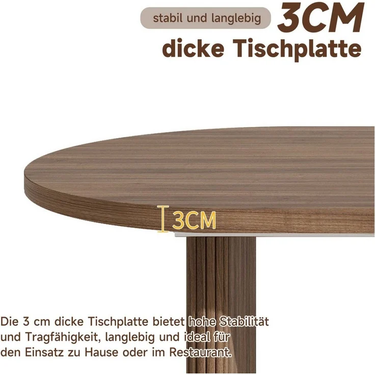 HAUSS SPOLE Esstisch Ausziehbar,für 6–8 Personen,Küchentisch abgerundeten Ecken,Nussbaum (Wohnzimmertisch Ausziehtisch mit abgerundeter Kantenstruktur), 140/200 * 90 cm – Bild 3