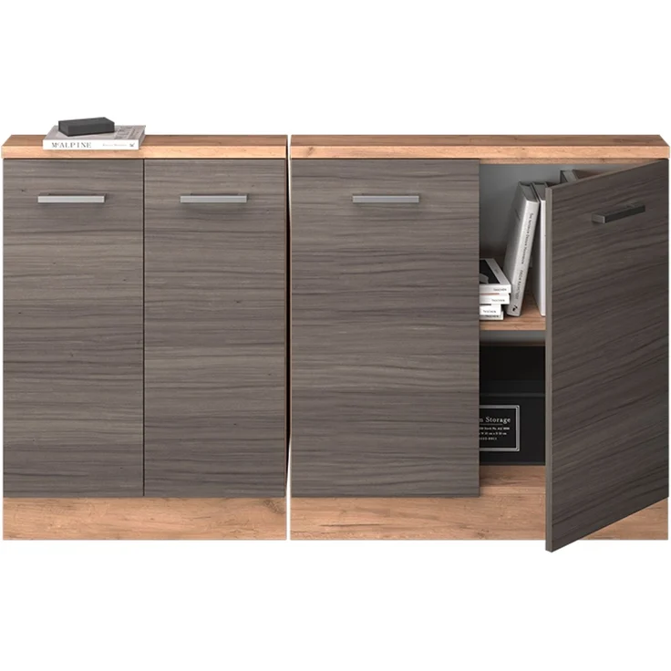 Küchenschrank für Dachschrägen R-Line Edelgrau 140 cm 2er Set Vicco – Bild 6