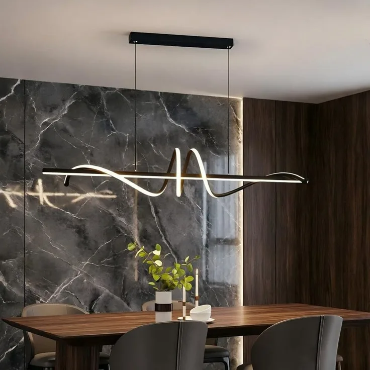 JDONG LED Pendelleuchte Schwarz 90cm Moderne Spirale höhenverstellbare Hängeleuchte, Pendelleuchten dimmbar mit Fernbedienung, flimmerfrei augenschonend, Kronleuchter 3000K–6000K Farbtemperatur, für Esszimmer, Wohnzimmer, Kücheninsel & G...