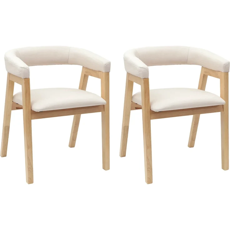 vidaXL Esszimmerstühle 2 pcs Natur 54 x 57 x 73 cm Massives Gummiholz 42020422 – Bild 1