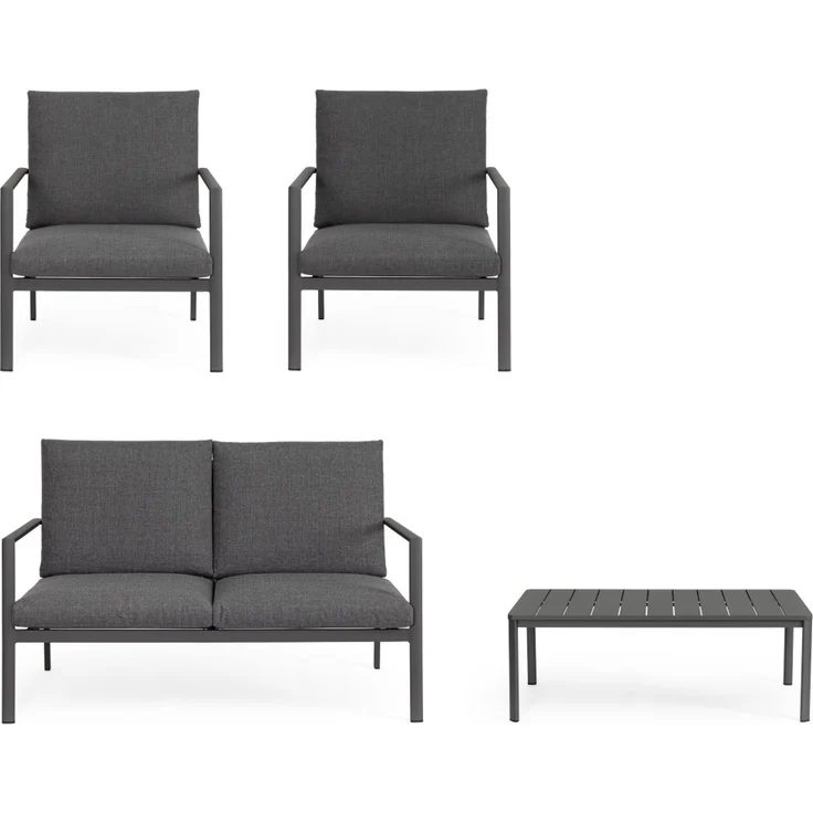 Garten-Set Ronoko aus Aluminium und Olefin-Gewebe, modern, anthrazit, 4-teilig für Outdoor – Bild 7