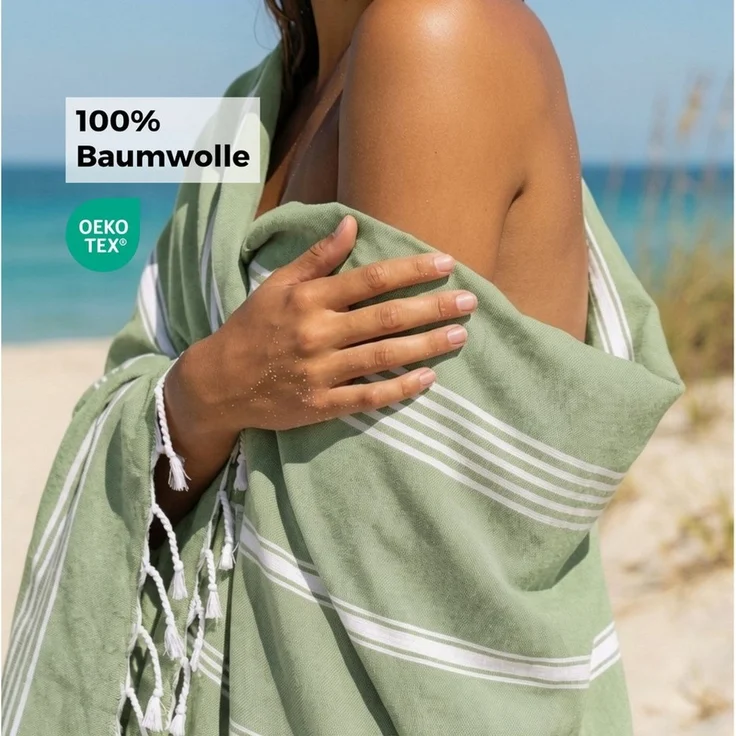 furora HOLIDAY Saunatuch Hamamtuch groß 200x200 cm XXL, Baumwolle - Saunahandtuch Strandtuch, Badetuch Duschtuch hochwertige Farben schnell trocknend kompakt leicht – Bild 3