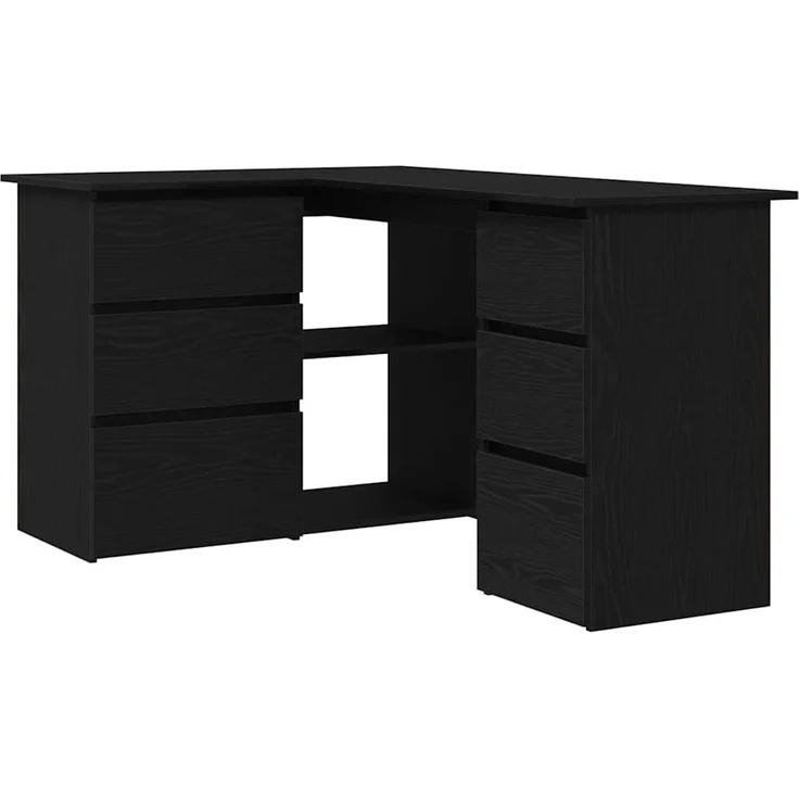 vidaXL Schreibtisch mit Regal Schwarz Eichen-Optik 145 x 100 x 76 cm 862006 – Bild 1