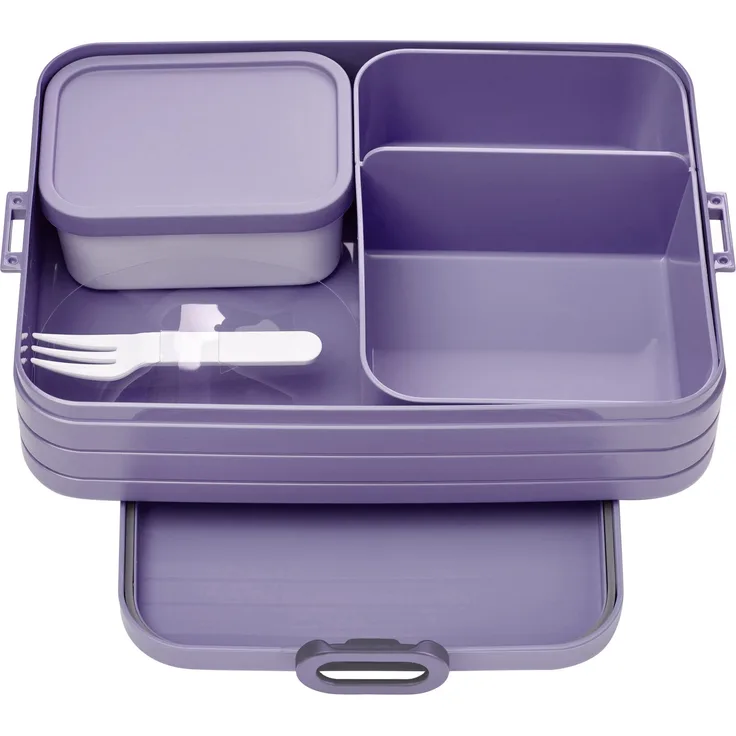 Mepal - Bento Lunchbox Take A Break Large - Brotdose mit Bento-Box - Meal Prep Box für Sandwiches, Kleine Snacks & Reste - Snack & Mittagessen - Essensbox mit Fächern - 1500 ml - Vivid lilac