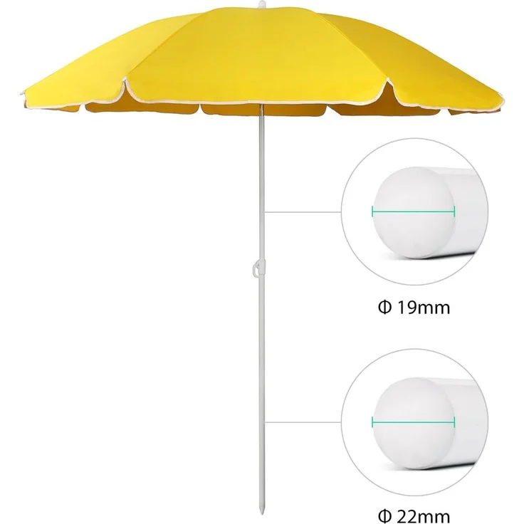 Sekey Sonnenschirm mit Schutzhülle, Neigungswinkel und Höhe verstellbar, Polyester gelb, 160 cm – Bild 4