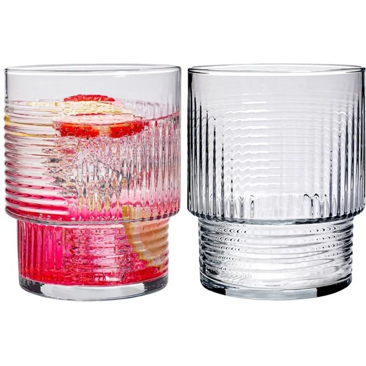 KONZEPT Gläser-Set Trinkgläser Set 320 ml Geriffelte, 12-tlg, 12 Stüc, kideal für Cocktails Wasser, Softdrinks – Bild 4