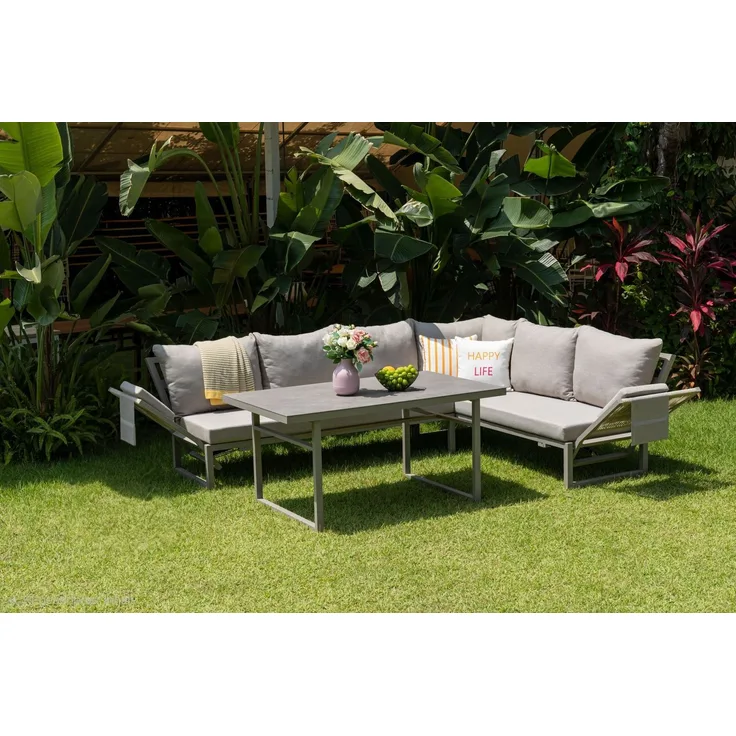 Gardissimo SAN REMO Ecklounge Gartenmöbel Sitzgruppe Sintered-Stone hell