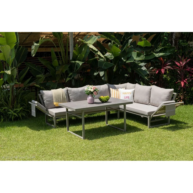 Gardissimo SAN REMO Ecklounge Gartenmöbel Sitzgruppe Sintered-Stone hell – Bild 1