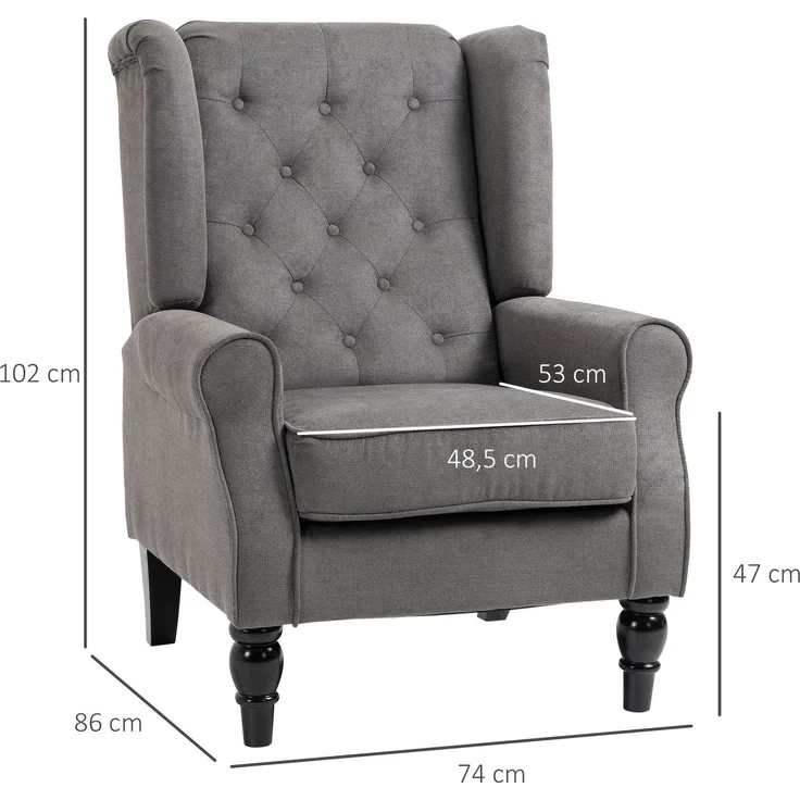 DESVIAE Sessel mit Knopfheftung 74x102x86 cm Polyester Dunkelgrau – Bild 7