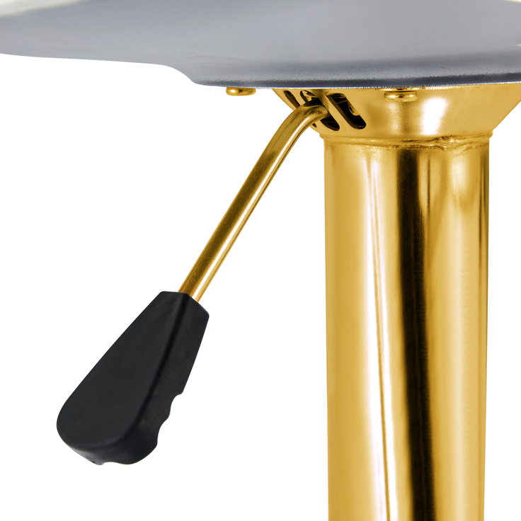Bartischgruppe mit Glastisch H 92 x T 89 x B 89 cm, transparent und goldfarben, mit 2 höhenverstellbaren Hockern – Bild 9