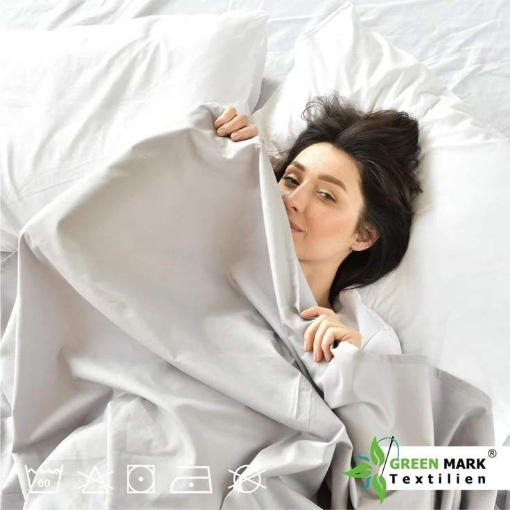 GREEN MARK Textilien Klassische Bettlaken – Flaches Laken aus 100% Baumwolle, ohne Gummi, hautfreundlich, pflegeleicht, bei hohen Temperaturen waschbar - Silber Grau - 150x250 cm – Bild 3