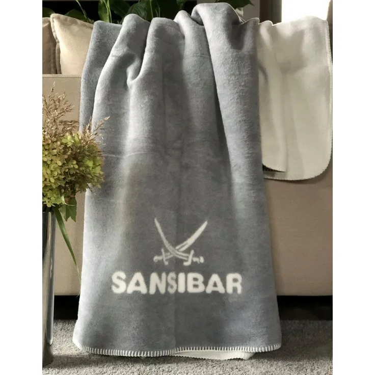 Sansibar 'Doubleface' Wohndecke, Baumwollmischgewebe silber, 150 x 200