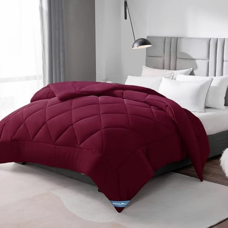 WAVVE Bettdecke 140x200 cm Ganzjahresdecke 4 Jahreszeiten, Steppdecke 300gsm Mikrofaser 140x200 cm, Super Weiche Zudecke Schlafdecke Atmungsaktive 140x200, Rot – Bild 2