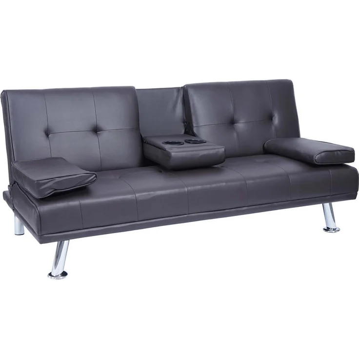 MCW 3Er-Sofa, Braun, Textil, 166x77x81 cm, mit verstellbarer Rückenlehne und Tassenhalter, 3-Sitzer Sofas
