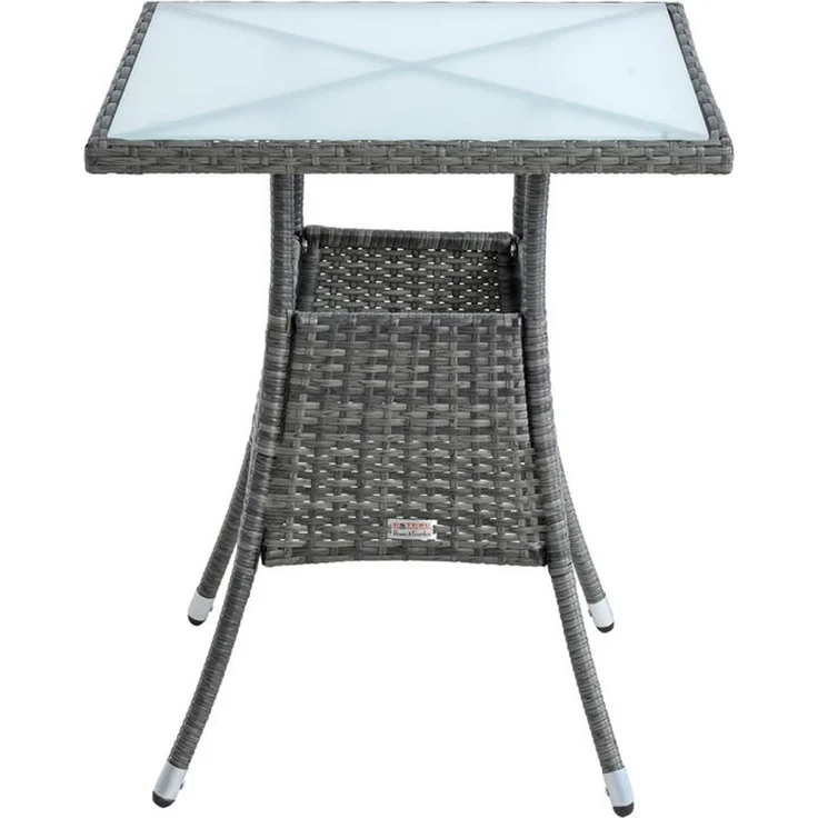 Polyrattan Beistelltisch Balkontisch 57 cm Rattan Tisch Gartentisch Anthrazit – Bild 6