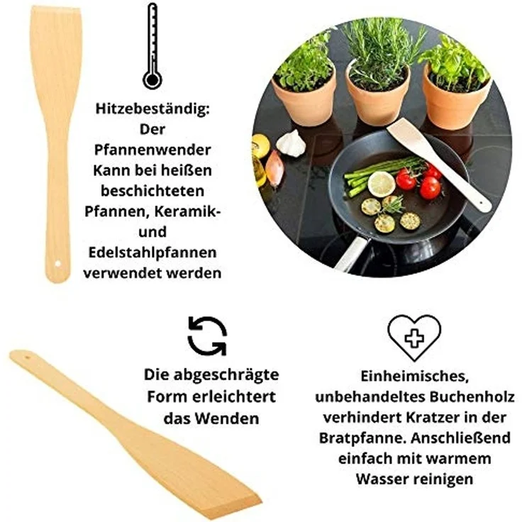 Hofmeister Pfannenwender Buchenholz 30 cm Wender 5 Stück – Bild 7