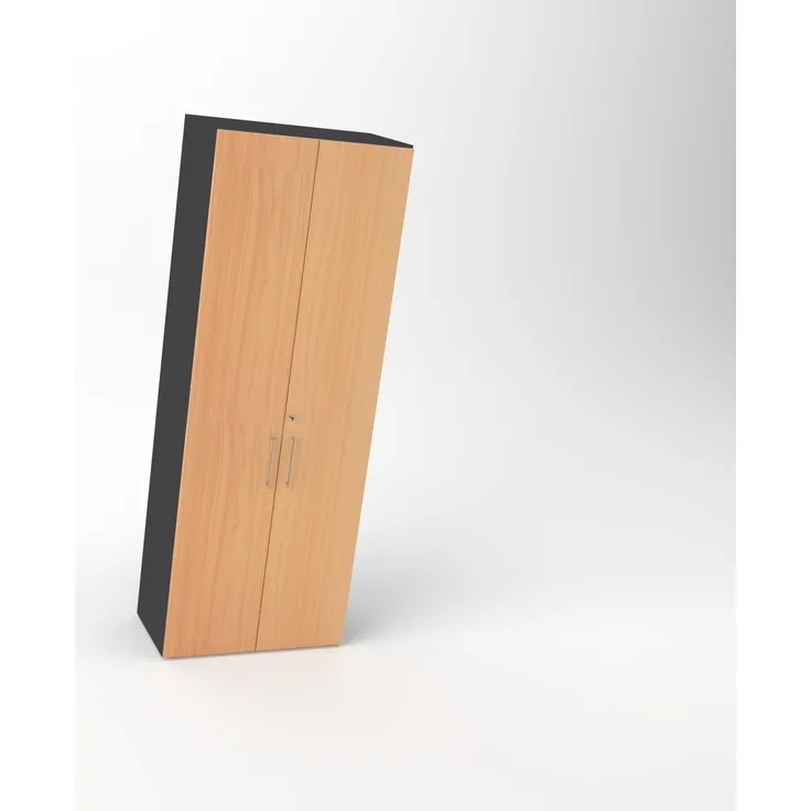 Rheinland Möbel Flügeltürenschrank Cabino 80×42×216 cm – abschließbarer Aktenschrank 6OH in Graphit/Buche mit 110° Drehtüren & Metallgriff