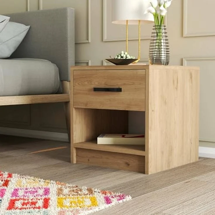Dmora Nachttisch Graffias 52x45x46,8 cm Braun 1 Schublade 2 Böden – Bild 1